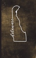 Delaware: 6" x 9" - 128 Pages: Delaware State Silhouette Hand Lettering Cursive Script Design on Soft Matte Cover - Notebook, Diary, Composition Book for fans