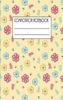 Composition Notebook: Awesome Cool Composition Journal Wide Ruled 8.5 x 11 in, 100 pages book for boys, kids, school, students and teachers (Cute Yellow Flowers Compositi
