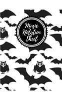 Music Notation Sheet: Blank Music Sheet Notebook for Composing and Theory (Bats & Crows Design)