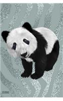 Journal: Glitter Silver Panda Bear Writing Diary 6 X 9 Blank 100 Pages Lined for Taking Notes and Journaling for Woman, Girls and Teens
