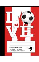 Composition Book Wide Ruled: School Notebook with Canadian Flag Cover for Soccer Lovers