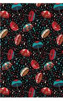 Bullet Journal Notebook Umbrellas in the Rain Pattern 2: 112 Page Numbered Graph Style Grid Bullet Journal with Index Pages and Key Pages in Portable 6 X 9 Size