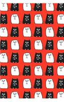 Bullet Journal Notebook for Cat Lovers Black and White Cats in a Row 3: 112 Page Numbered Dot Grid Bullet Journal with Index Pages and Key Pages in Portable 6 X 9 Size.