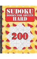 Sudoku books for adults hard: 200 Sudokus from hard with solutions for adults Gifts Sudoku hard book Watermelon Lover adults, kids