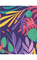 Notebook: Playful Modern Design of Leaves - Exercise Notebook for School, College, Work, Business Notes, Personal Journaling, Planning, Hand Lettering... Perf