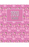 Flamingo Planer 2020: Monatsplaner 2020 mit Wochenübersicht - Raum für Notizen - Januar - Dezember 2020 Agenda - Ideal für die Schule, Studium und das Büro