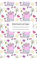 Cute Baby Pig Theme Wide Ruled Line Paper