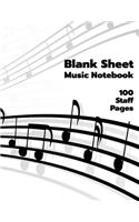 Blank Sheet Music Notebook 100 Staff Pages: Musicians Book - Waves Of Music Notes
