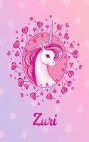Zuri: Unicorn Large Blank Primary Sketchbook Paper - Pink Purple Magical Horse Personalized Letter Z Initial Custom First Name Cover - Drawing Sketch Book