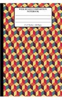 Wide Ruled Composition Notebook 6" x 9". 120 Pages.: Book Cover With Beautiful Retro 3D Stairs Pattern Background Pattern.