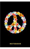 Notebook: Notebook Journal Handlettering Logbook 110 Math Journal Paper 6 X 9 Record Books I Peace Sign Journals I Peace Sign Gifts I Peace Sign Book