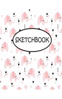 Sketchbook: Cute Pink Elephant: 110 Pages of 8.5" x 11" Blank Paper for Drawing, sketchbook for adult, sketchbook for teen