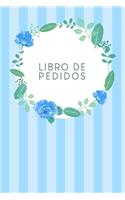 Libro de pedidos: Entrada de pedidos de venta, práctico para que lo rellenes - Diseño: Flores de acuarela azul