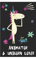 Animator & Unicorn Lover: Blank Lined Notebook Journal
