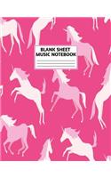 Blank Sheet Music Notebook: Cute Unicorn Matte Cover Design with 110 Pages White Paper Interior for Musician Students and Professionals Playing Piano, Ukelele, Mandolin and Oth