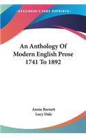 Anthology Of Modern English Prose 1741 To 1892