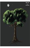 Write Here Notebooks: Tree Journal / Notebook Lined Paper 150 Pages 6"x9" Composition Book Rooted Tree Under The Moon
