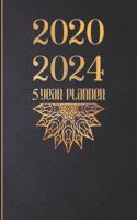 2020 - 2024 5 Year Planner: Black and Gold. 60 Months Calendar and Organizer, Monthly Planner with Holidays. Plan and schedule your next five years