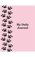 My Daily Journal: Pink Paw Prints Journal Large Lined Journal 8.5 x 11 150 Pages
