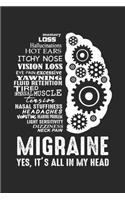 Migraine yes, it's all in my head: Sensibilisierung für Kopfschmerzen Notizbuch liniert 120 Seiten für Notizen Zeichnungen Formeln Organizer Tagebuch