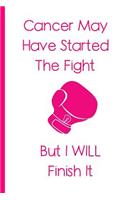 Cancer May Have Started The Fight But I Will Finish It: Breast Cancer Journal - 6x9 - 100 Journal Pages - Gifts For Women With Cancer - Inspirational Cancer Gifts - Breast Cancer Awareness Pink Ribbon Sup