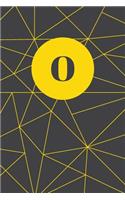 Monogram Initial O Notebook: Yellow and Dark Grey Geometric, Wide Ruled Journal for Women, 120 Pages, 6x9 Inch