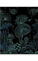 Bullet Journal Notebook Seahorse Drawing 5: 172 Numbered Pages with 160 Dot Grid Pages, 6 Index Pages and 2 Key Pages in Large 8 X 10 Size for Journaling, Writing, Planning or Doodling.