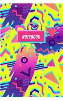 Notebook: Retro 90s Nostalgia Journal - Fluoro Abstract Design(2 90s Nostalgia Gifts)