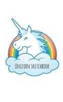Unicorn Sketchbook: Unicorn in the Rainbow Clouds
