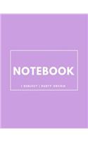 Notebook 1 Subject: Dusty Orchid: Notebook 8.5 X 11: Notebook 100 Pages