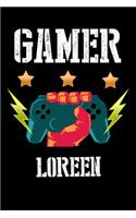 Gamer Loreen: Liniertes Notizbuch für deinen Vornamen