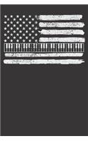 Notebook: Vintage Piano Pianist Player USA Flag 4th Of July American Dot Grid Dotted 6x9 120 Pages
