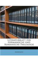 Literaturblatt Für Germanische Und Romanische Philologie