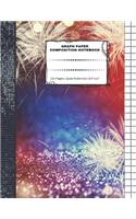Graph Paper Composition Notebook: 110 Pages - Quad Ruled 4x4 - 8.5" x 11" Fireworks Large Notebook with Grid Paper - Math Notebook For Students