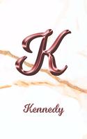 Kennedy: Sketchbook - Blank Imaginative Sketch Book Paper - Letter K Rose Gold White Marble Pink Effect Cover - Teach & Practice Drawing for Experienced & As