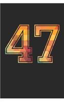 Blank Lined Journal, Notebook, Diary, Planner - 47 Lucky Number Sports Team No. 47 Age Year 1947 - 47th Birthday Gift For 47 Years Old Men and Women: Medium College-Ruled Journey Diary, 110 page, Lined, 6x9 (15.2 x 22.9 cm)