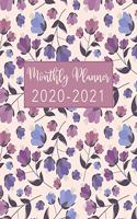 2020-2021 Monthly Planner: Floral Design - Two Year Monthly Planner from January 2020 to December 2021 Calendar - 24 Months with US Holidays - 2 Year Schedule and Organizer