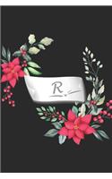 R: pretty lined journal for girls & women, cute initial letter R notebook & diary - floral print