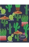 2019 Cactus Daily Planner: Academic Hourly Organizer in 15 Minute Interval; Appointment Calendar with Address Book & Note Section; Monthly & Weekly Goals Journal with Quotes; 