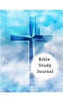 Bible Study Journal: Journaling Notebook Workbook Soft Cover Blue Cross and Clouds 90 Days to Record Bible Studies 8.5 X 11