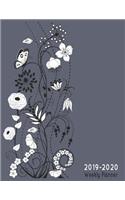 2019-2020 Weekly Planner: Black Large Two Years Organizer Notebook - Gray Floral(4 2-Year Planners)