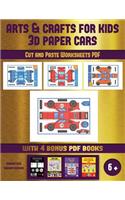 Cut and Paste Worksheets PDF (Arts and Crafts for kids - 3D Paper Cars)