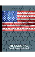 Hexagonal Graph Paper Notebook: Hexagon Sience Graph Paper Composition Journal For Organic Chemistry And Biochemistry American Flag Design