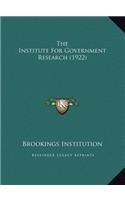 The Institute For Government Research (1922)