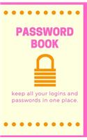 Password and username keeper (password book with alphabetical tabs)