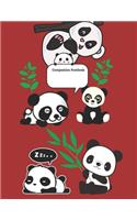 Composition Notebook: Journal Notebook For Animal, Pretty Panda Cartoon College Ruled Notebook for School, University and College. Blank Lined Journal for Students, Kids 