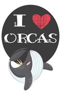 I Heart Orcas: A Cute Orca Lovers Journal / Notebook / Diary Perfect for Birthday Present or Christmas Gift Great for kids, Teens or Students(6x9 - 110 Blank Lined