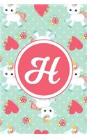 H: Monogrammed 2020 Weekly Planner For Women And Teen Girls - Cute Unicorn Hearts, January 2020 - December 2020 (6"x9")