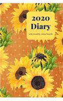 2020 Diary with monthly vision boards: Planner to help you make anything happen with goal setting vision boards. Achieve living the life of your dreams. Sunflowers design