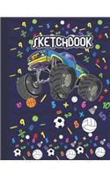Sketchbook: Cool Blank Notebook for Sketching and Picture Space with Monster Truck, Unlined Paper Book for Drawing, Journaling and Doodling, Perfect for Creativ